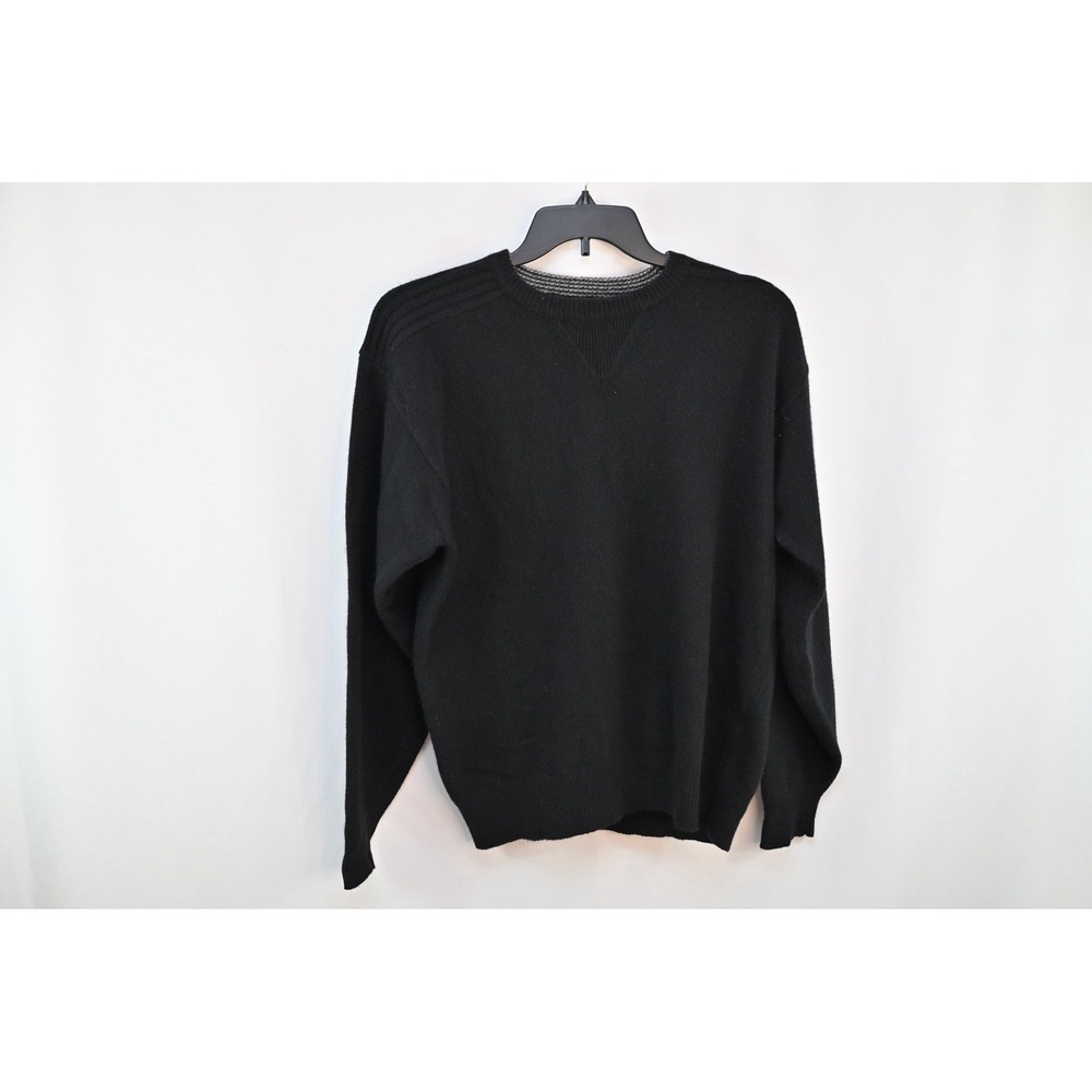 Claiborne Mens Lambswool Angora Blend Crew Neck Sweater Black Size L